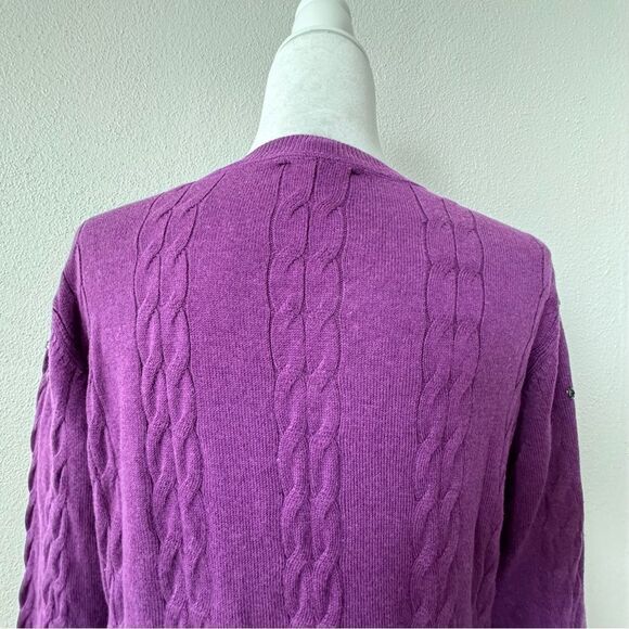 Isaac Mizrahi Live Purple Sweater Cable Knit Gemstone QVC Cardigan Size Small - Picture 5 of 15